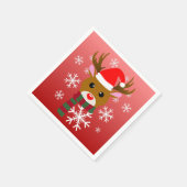 赤い鼻のトナカイの白いクリスマスルドルフ スタンダードカクテルナプキン (角)
