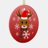 赤い鼻のトナカイの白いクリスマスルドルフ セラミックオーナメント (右)