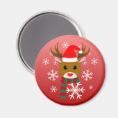 赤い鼻のトナカイの白いクリスマスルドルフ マグネット (正面/裏面)