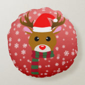 赤い鼻のトナカイの白いクリスマスルドルフ ラウンドクッション (裏面)