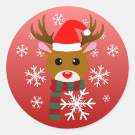 赤い鼻のトナカイの白いクリスマスルドルフ ラウンドシール