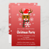 赤い鼻のトナカイの白いクリスマスルドルフ 招待状 (正面/裏面)