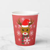 赤い鼻のトナカイの白いクリスマスルドルフ 紙コップ (裏面)