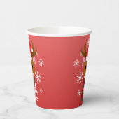赤い鼻のトナカイの白いクリスマスルドルフ 紙コップ (左)
