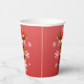 赤い鼻のトナカイの白いクリスマスルドルフ 紙コップ (右)