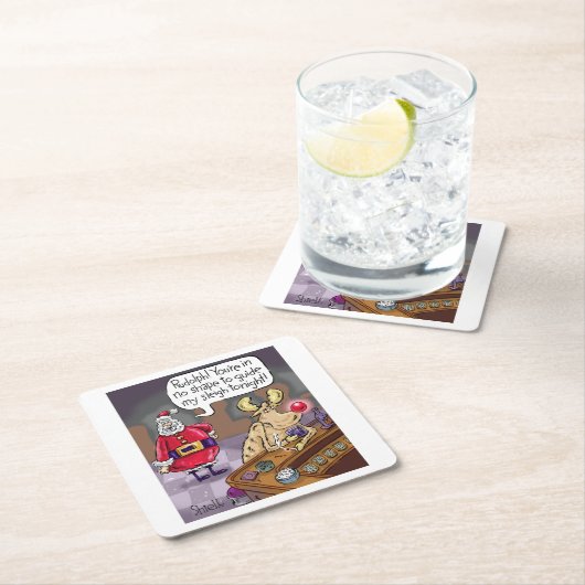 赤い鼻のトナカイを酔っぱらったルドルフ スクエアペーパーコースター (インサイチュ)