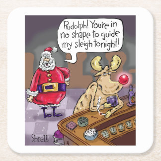 赤い鼻のトナカイを酔っぱらったルドルフ スクエアペーパーコースター