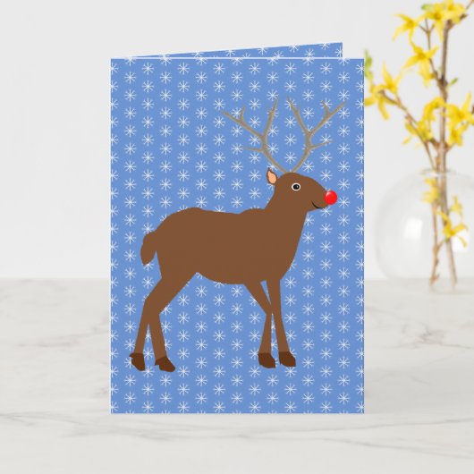 赤い鼻のトナカイカスタム カード (黄色い花)