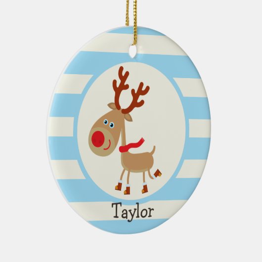 赤い鼻のトナカイストライプア セラミックオーナメント (右)