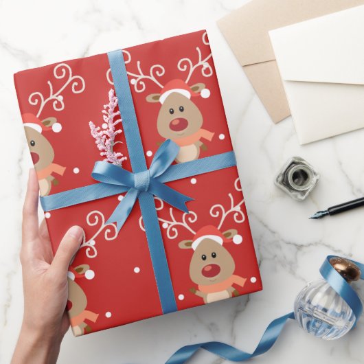 赤い鼻のトナカイ漫画かわいいルドルフ ラッピングペーパー (ギフト)