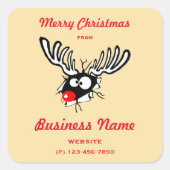 赤い鼻のトナカイ熱狂するア付きビジネス名 スクエアシール (正面)