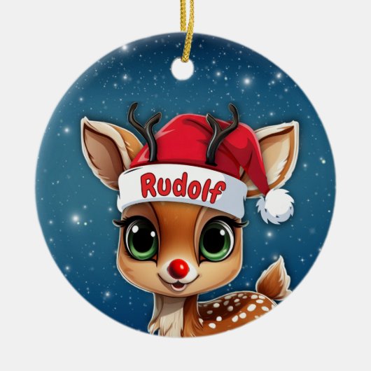 赤い鼻のトナカイ🦌 🎄 セラミックオーナメント (正面)
