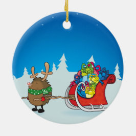 赤い鼻のハリネズミ セラミックオーナメント