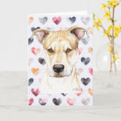 赤い鼻のピット・ブルDogArtの挨拶状 カード (黄色い花)