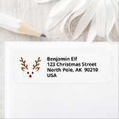 赤い鼻の名前を持つかわいいトナカイ顔 ラベル (インサイチュ)