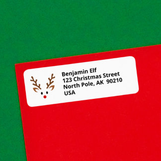 赤い鼻の名前を持つかわいいトナカイ顔 ラベル