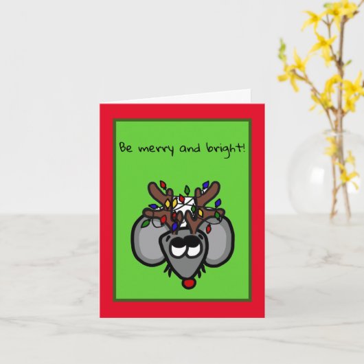 赤い鼻の鹿とネズミのクリスマスカードのルドルフ カード (黄色い花)