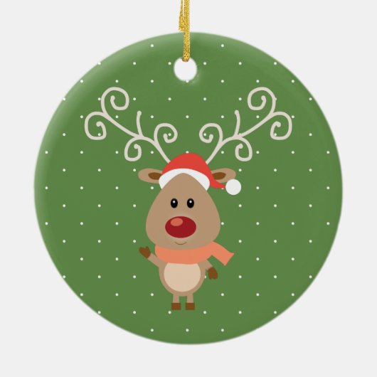 赤い鼻をしたトナカイの漫画「かわいいルドルフ」 セラミックオーナメント (裏面)
