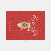 赤い鼻をしたトナカイの漫画「かわいいルドルフ」 フリースブランケット (正面(横))