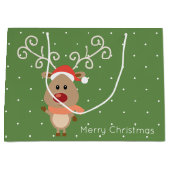 赤い鼻をしたトナカイの漫画「かわいいルドルフ」 ラージペーパーバッグ (正面)