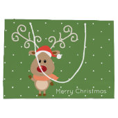 赤い鼻をしたトナカイの漫画「かわいいルドルフ」 ラージペーパーバッグ (裏面)