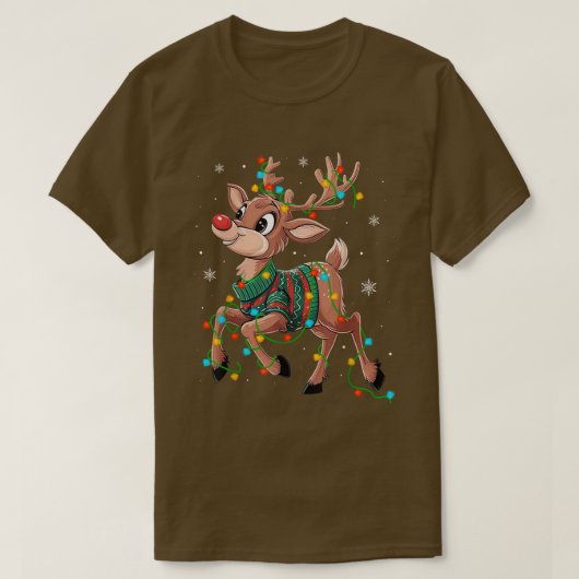 赤い鼻トナカイと子供へクリスマスファン Tシャツ (デザイン正面)