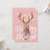 赤い鼻トナカイのクリスマスフラットグリーティングカード カード (正面/裏面インサイチュ)