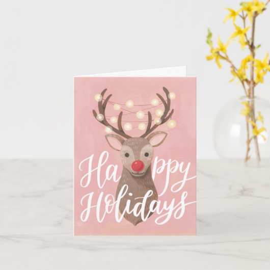 赤い鼻トナカイのクリスマス折り畳みグリーティングカード カード (黄色い花)