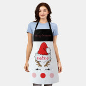赤い鼻トナカイのサンタの帽子メリークリスマスママ エプロン (着用した状態)