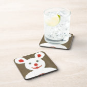 赤い鼻、口、耳を持つ白いクマ(サンタ) コースター (右側)