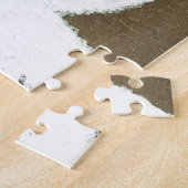 赤い鼻、口、耳を持つ白いクマ(サンタ) ジグソーパズル (側面)