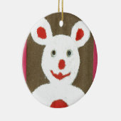 赤い鼻、口、耳を持つ白いクマ（サンタ） セラミックオーナメント (右)