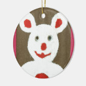 赤い鼻、口、耳を持つ白いクマ（サンタ） セラミックオーナメント (左)