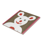 赤い鼻、口、耳を持つ白いクマ(サンタ) タイル (側面)