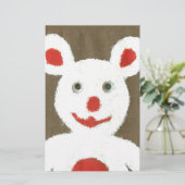 赤い鼻、口、耳を持つ白いクマ(サンタ) 便箋 (スタンド正面)