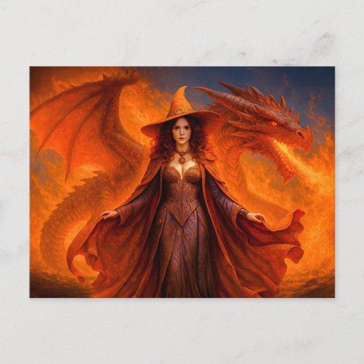 赤い龍と燃え盛る火の魔女 シーズンポストカード (正面)