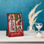 赤い４　フォト　卒業　モダン　カリグラフィー　ハート フォトプラーク (側面)