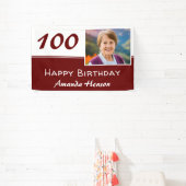赤い100歳の誕生日パーティー写真用背景 横断幕 (インサイチュ)