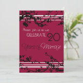赤い20周年結婚記念日招待状カード 招待状 (スタンド正面)