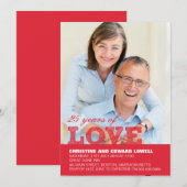 赤い25周年結婚記念日招待状 招待状 (正面/裏面)