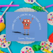 赤い3Dロボットの子供の誕生日パーティーに来てくれてありがとう サンキューカード