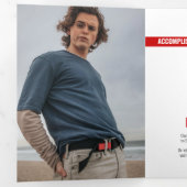 赤い4枚の写真のブロックの卒業 三つ折り招待状 (内部最初)