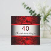 赤い40歳の誕生日パーティーの招待状 招待状 (スタンド正面)