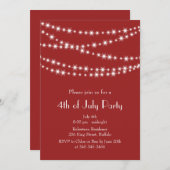 赤い4th of Julyのきらきらライトパーティ招待状 招待状 (正面/裏面)