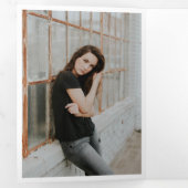 赤い5フォトおもしろいボックス卒業 三つ折り招待状 (内部最初)