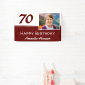 赤い70歳の誕生日パーティー写真用背景 横断幕 (インサイチュ)