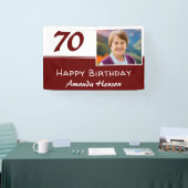 赤い70歳の誕生日パーティー写真用背景 横断幕 (トレードショー)