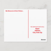 赤い75歳の誕生日おめでとうマイルストーン ポストカード (裏面)