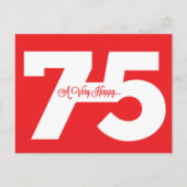 赤い75歳の誕生日マイルストーン ポストカード (正面)