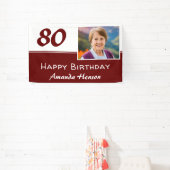 赤い80歳の誕生日パーティー写真用背景 横断幕 (インサイチュ)